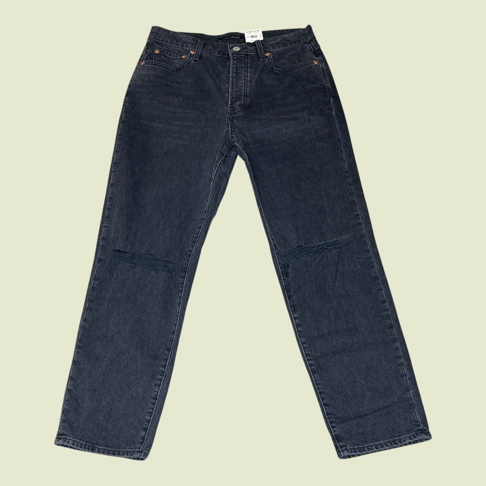 NEW Lucky Brand Drew Mom Jeans‎ High Rise Distressed Faded Black Womens 8/29A